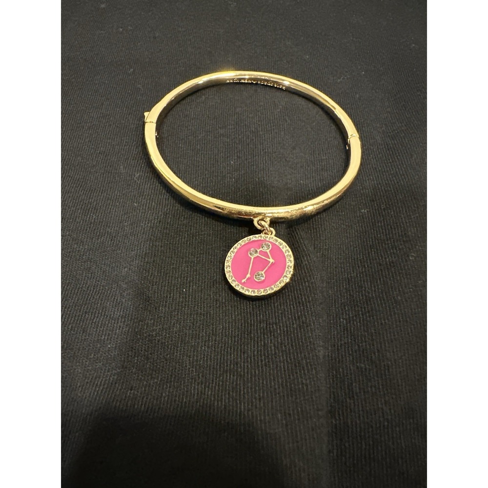 Kate Spade Bracelet Clasp Bangle Pink Libra Horoscope Sign Crystal Sparkle - Picture 4 of 16